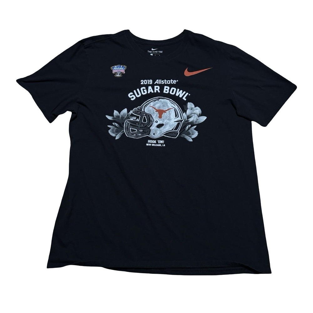 Nike Texas Longhorns 2019 Sugar Bowl T Shirt Black Size Large 21 x 28